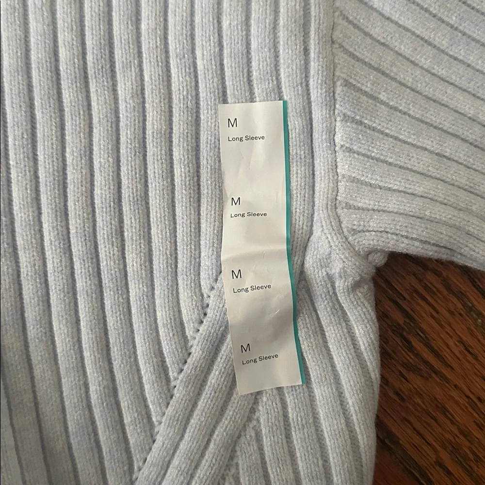 Wild Fable Light Gray/Blue Ribbed Cropped Cardigan - Picture 3 of 4